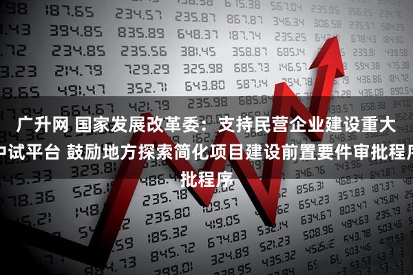 广升网 国家发展改革委：支持民营企业建设重大中试平台 鼓励地方探索简化项目建设前置要件审批程序
