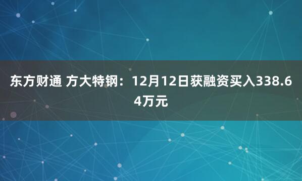 东方财通 方大特钢：12月12日获融资买入338.64万元